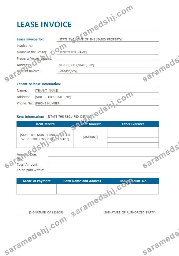 Lease Invoice Template